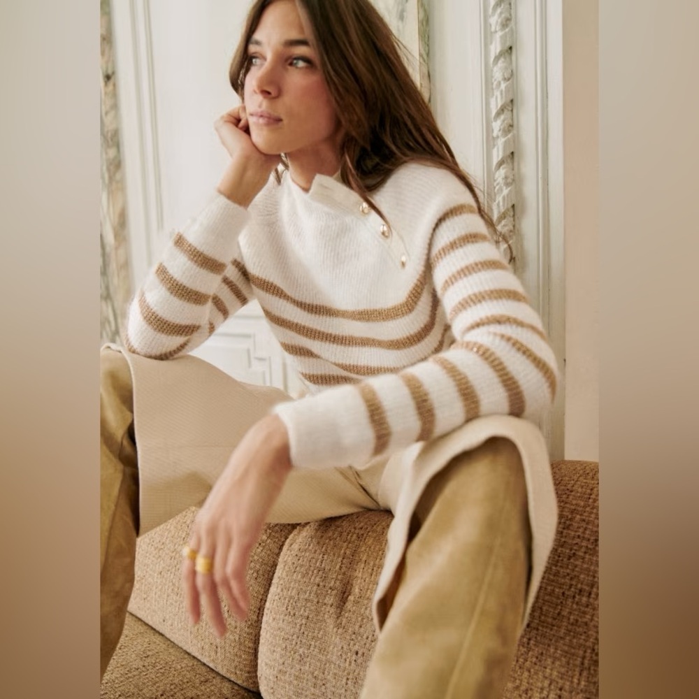 Sezane Trudy Ecru / Gold Jumper— Size XS - Picture 3 of 10
